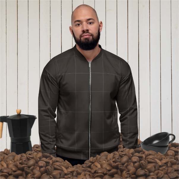 Espresso Brown Grid Bomber Jacket